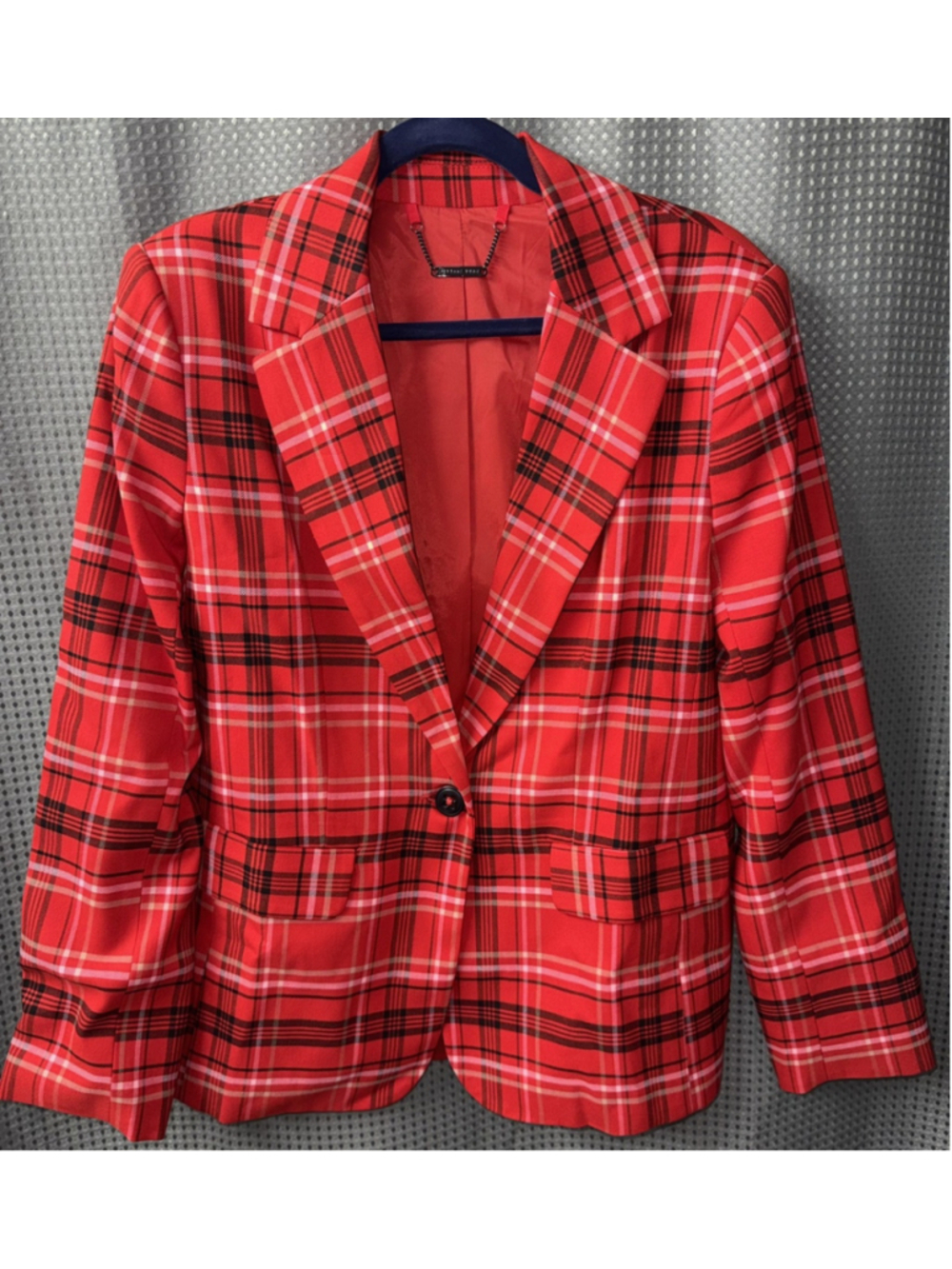 Trina Turk Red Plaid Suit Jacket, New With Tags, HABANERO BLAZER, Size 12